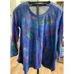 Women’s Philosophy XL Colorful Tunic Shirt Top Abstract Blue Long Sleeve  (C5)